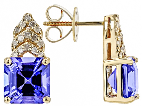 Blue Tanzanite 14k Yellow Gold Earrings 3.32ctw