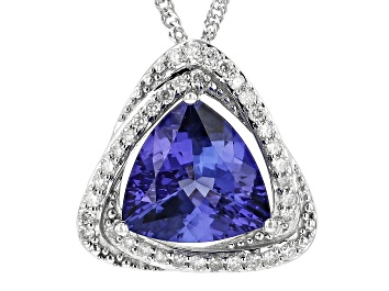 Picture of Blue Tanzanite Rhodium Over 14k White Gold Pendant with Chain 2.16ctw