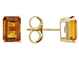 Orange Madeira Citrine 10k Yellow Gold Stud Earrings 1.80ctw