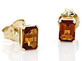 Orange Madeira Citrine 10k Yellow Gold Stud Earrings 1.80ctw