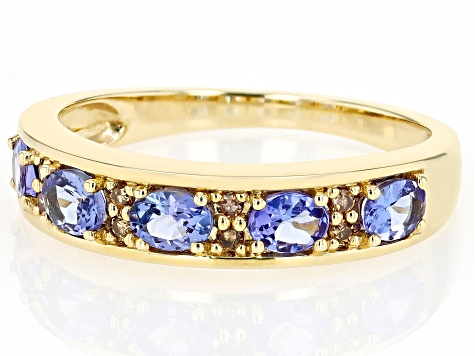 Blue Tanzanite 10k Yellow Gold Band Ring 0.84ctw