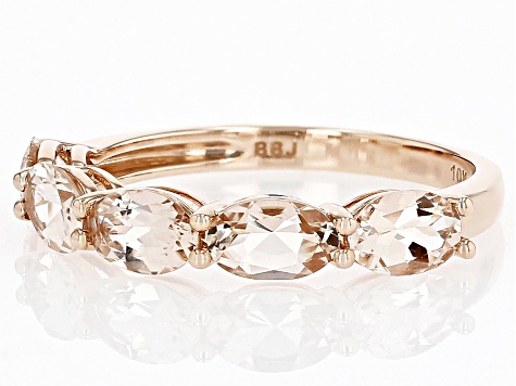 Peach Morganite 10k Rose Gold Band Ring 1.49ctw