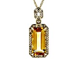 Golden Citrine 10k Yellow Gold Pendant With Chain 4.18ctw