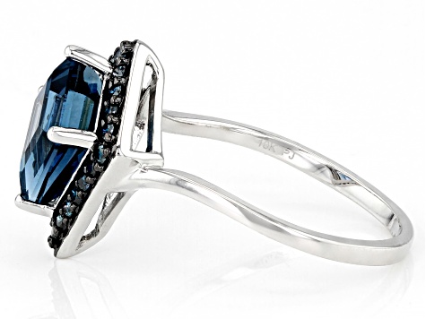 Kite London Blue Topaz With Blue Diamonds 10k White Gold Ring 2.24ctw