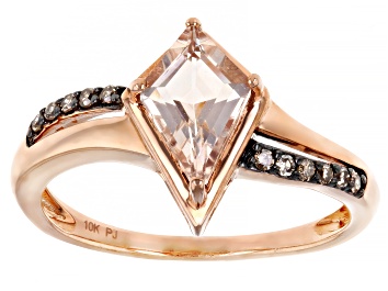 Picture of Pink Kite Morganite With Champagne Diamonds 10k Rose Gold Ring 0.94ct