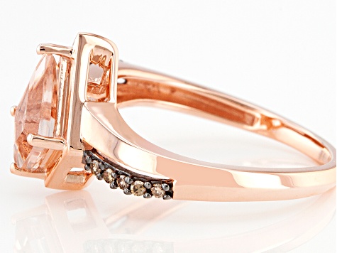 Pink Kite Morganite With Champagne Diamonds 10k Rose Gold Ring 0.94ct