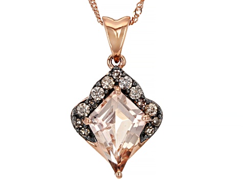 Kite Morganite with Champagne Diamonds 10k Rose Gold Pendant 1.3ctw