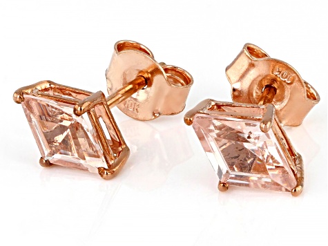 Pink Rhombus Morganite 10k Rose Gold Earrings 1.00ctw