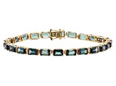 Blue Lab Created Alexandrite 14k Yellow Gold Tennis Bracelet 13.26ctw