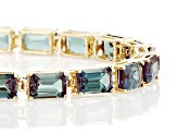 Blue Lab Created Alexandrite 14k Yellow Gold Tennis Bracelet 13.26ctw