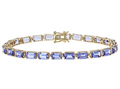 Blue Tanzanite 14k Yellow Gold Tennis Bracelet 12.24ctw