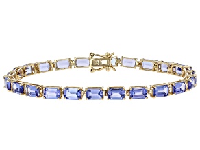 Blue Tanzanite 14k Yellow Gold Tennis Bracelet 12.24ctw