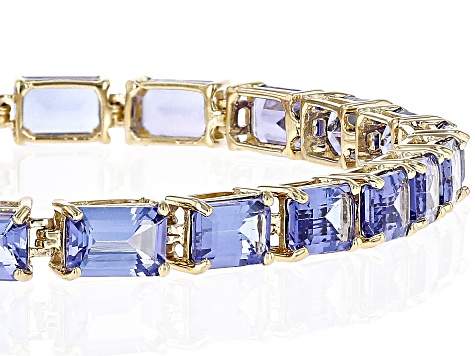 Blue Tanzanite 14k Yellow Gold Tennis Bracelet 12.24ctw