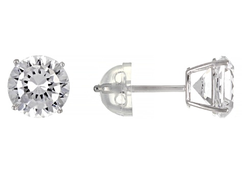 14K Gold Stud Earrings, White Sapphire Earrings, CZ Studs 14K Gold / 6mm / Screw Back