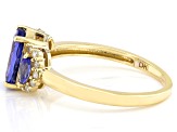 Blue Tanzanite and White Diamond 10k Yellow Gold Ring 1.50ctw