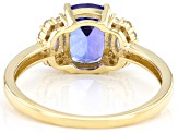 Blue Tanzanite and White Diamond 10k Yellow Gold Ring 1.50ctw