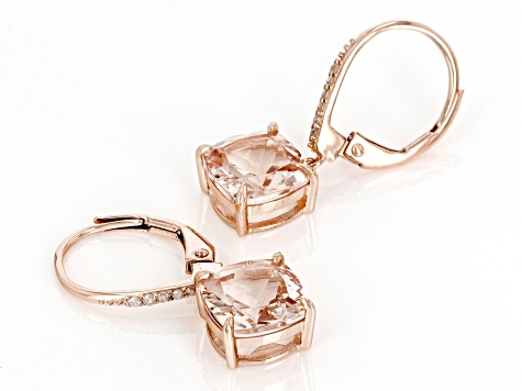 Morganite And White Diamond 10k Rose Gold Earrings 3.65ctw