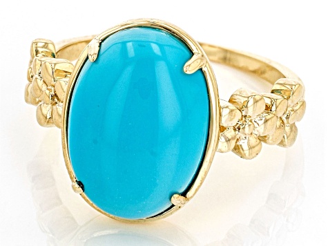 Blue Sleeping Beauty Turquoise 10k Yellow Gold Ring