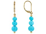 Blue Sleeping Beauty Turquoise 10k Yellow Gold Earrings