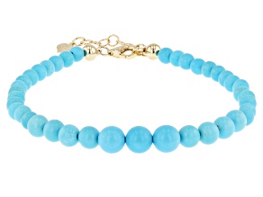 Blue Sleeping Beauty Turquoise 10k Yellow Gold Bracelet 6.10mm