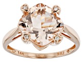 Morganite With White Diamond 14k Rose Gold Ring.