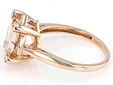 Morganite With White Diamond 14k Rose Gold Ring.