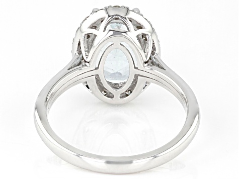 Aquamarine With White Diamond Rhodium Over 14k White Gold Ring 3.20ctw
