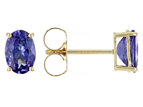 Blue Tanzanite 10k Yellow Gold Earrings 1.35ctw