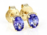 Blue Tanzanite 10k Yellow Gold Earrings 1.35ctw