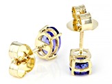 Blue Tanzanite 10k Yellow Gold Earrings 1.35ctw