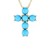 Sleeping Beauty Turquoise 10K Yellow Gold Pendant With Chain