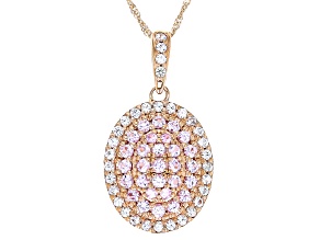 Pink And White Sapphire 10k Rose Gold Pendant With Chain 1.41ctw