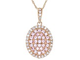 Pink And White Sapphire 10k Rose Gold Pendant With Chain 1.41ctw