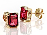 Red Peony Color Topaz 10k Yellow Gold Earrings 2.55ctw