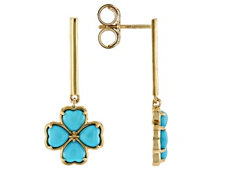 Blue Sleeping Beauty Turquoise 10k Yellow Gold Earrings