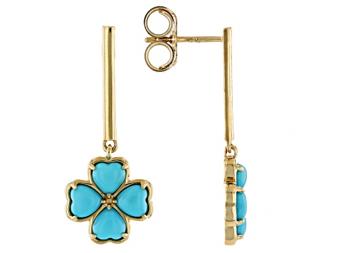 Blue Sleeping Beauty Turquoise 10k Yellow Gold Earrings