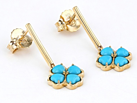 Blue Sleeping Beauty Turquoise 10k Yellow Gold Earrings