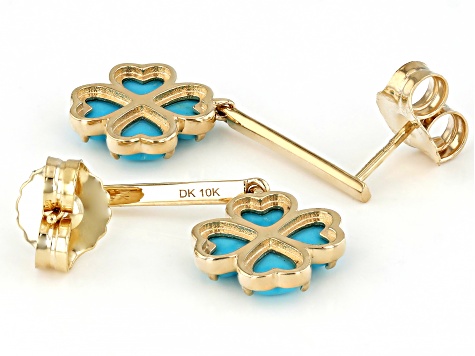 Blue Sleeping Beauty Turquoise 10k Yellow Gold Earrings