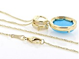 Blue Sleeping Beauty Turquoise With Ethiopian Opal 10k Yellow Gold Pendant With Chain 0.64ctw