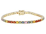 Multi Color Sapphire 10k Yellow Gold Bracelet 8.61ctw