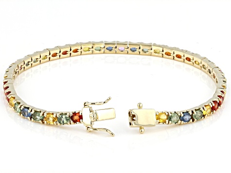 Multi Color Sapphire 10k Yellow Gold Bracelet 8.61ctw