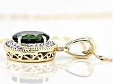 Chrome Diopside With White Diamond 10k Yellow Gold Pendant with Chain 2.42ctw