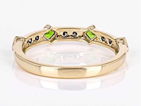 Chrome Diopside With Champagne Diamonds 10k Yellow Gold Ring 0.33ctw