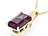 Blue Lab Created Alexandrite with White Diamond 10k Yellow Gold Pendant with Chain 3.77ctw