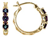 Blue Lab Created Alexandrite 10k Yellow Gold Earrings 1.53ctw