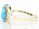Blue Sleeping Beauty Turquoise With Champagne Diamonds 10k Yellow Gold Ring 0.06ctw