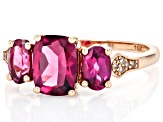 Grape Garnet With Champagne Diamond 10k Rose Gold Ring 2.62ctw