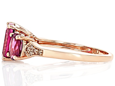 Grape Garnet With Champagne Diamond 10k Rose Gold Ring 2.62ctw