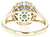 Blue Lab Created Alexandrite with White Zircon 10k Yellow Gold Ring 2.94ctw