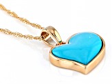 Blue Sleeping Beauty Turquoise 10k Yellow Gold Pendant With Chain